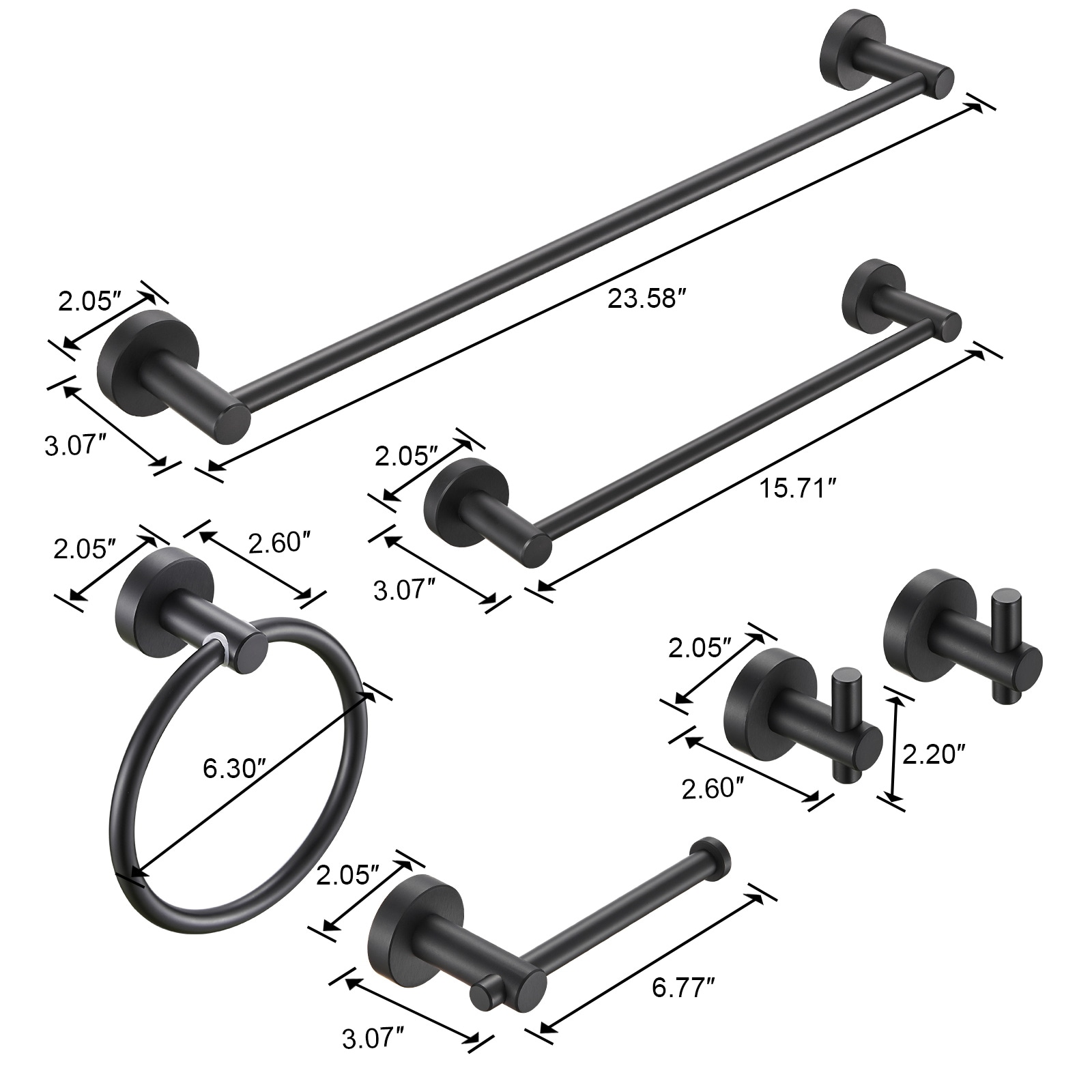 Bathroom Accessories Set Matte Black Space Aluminium Towel Bar_voghion.com